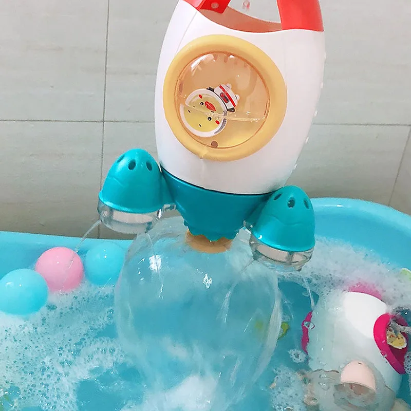 Детская Ванна игрушка мультфильм ракета вращающаяся вода спрей душ ванная комната Младенческая вода игрушки милые веселые дети Новорожденные купальные игрушки подарок