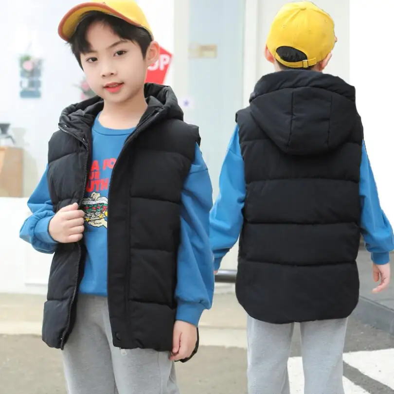 Baby boys waistcoat 2-13T kids long style warm vest baby girls spring cotton-padded hooded children warm jacket teenage snowsuit