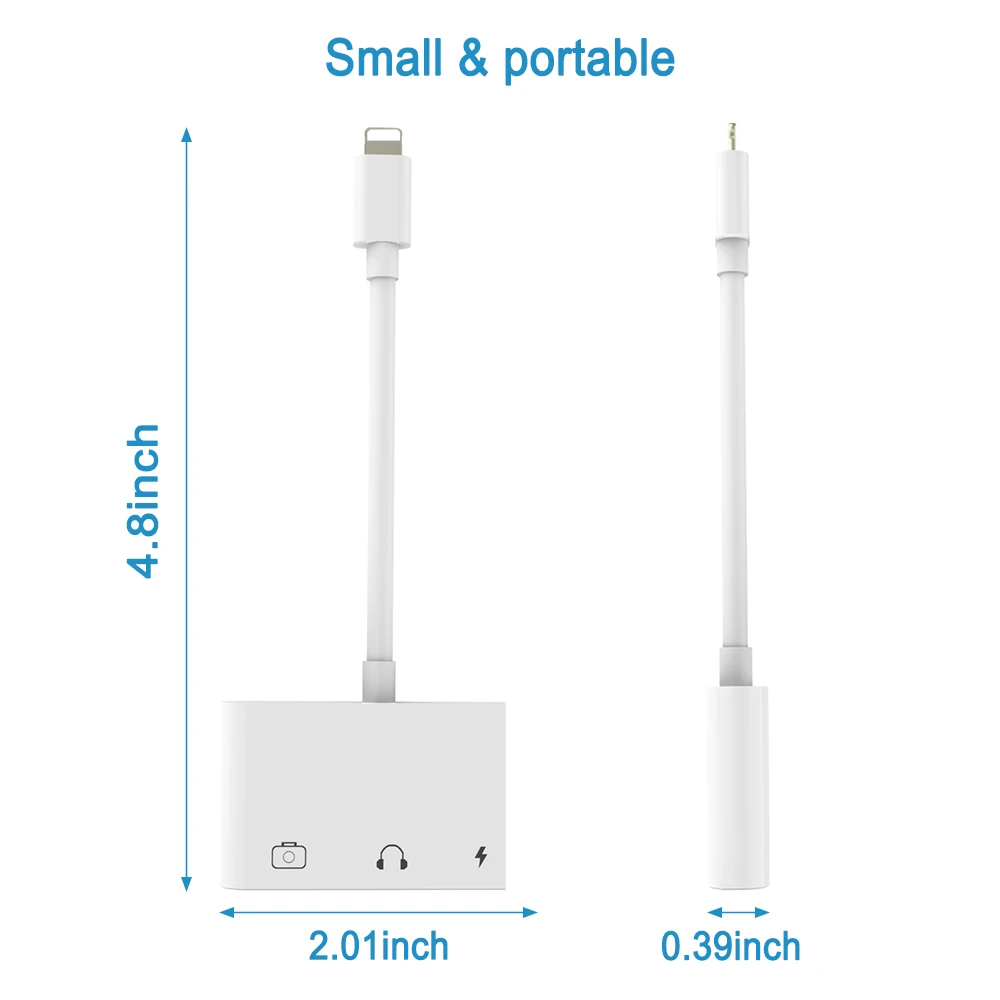 OTG Adapter For Lightning To USB 3 Camera Reader With 3 5mm Headphone Jack Connection Kits Data Sync For iPhone X XR XS 8 7