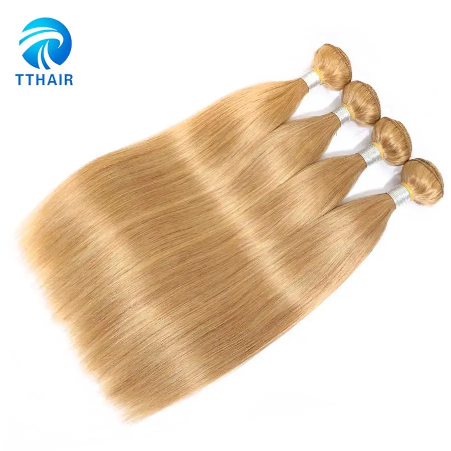 TTHAIR 27 Мёд блонд пучки волос 1/3/4 прямые волосы пучки Цветной человеческие волосы пучки бразильских локонов пучки волос плетение