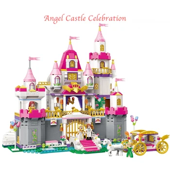 

Qman 2612 Princess Leah's Royal Angel Castle Celebration Set Horse figures Tree DIY Building Blocks Toys Girls Creative Gifts