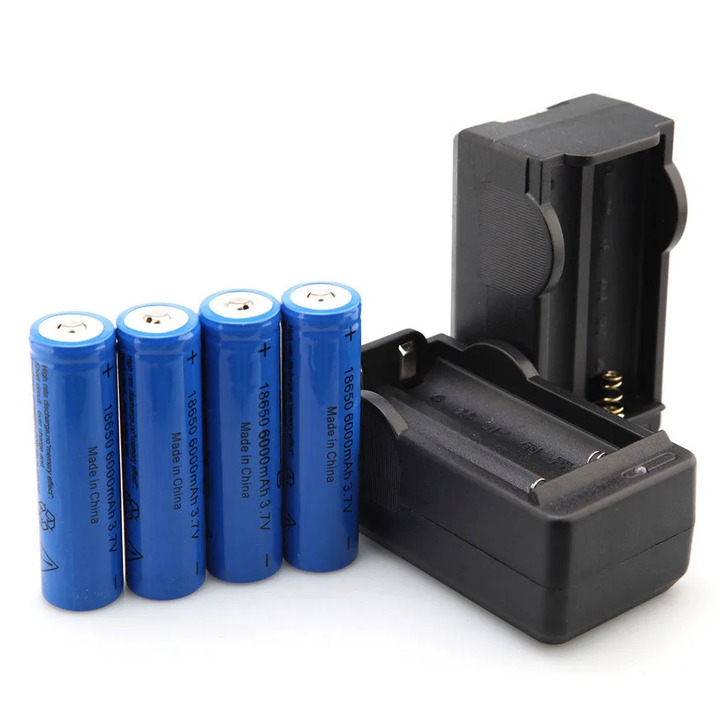 4 шт 6000mAh 18650 литий-ионная аккумуляторная батарея 3,7 v+ 2 шт зарядное устройство US портативная Удобная аккумуляторная батарея аккумулятор