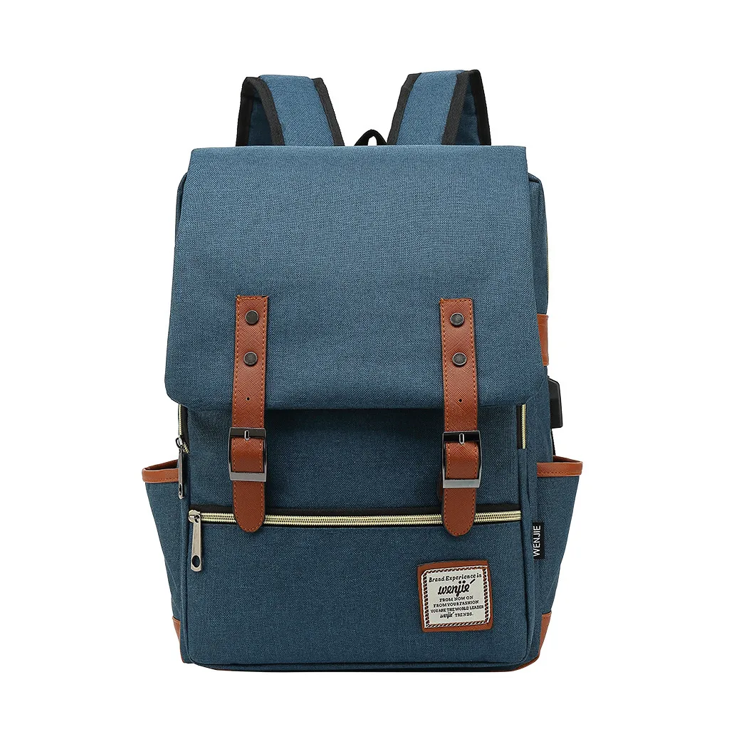 OCARDIAN, модный винтажный рюкзак для ноутбука, женские брезентовые повседневные сумки, USB Ретро Школьные сумки для подростков, рюкзак, Студенческая сумка Jul27 - Цвет: Dark Blue