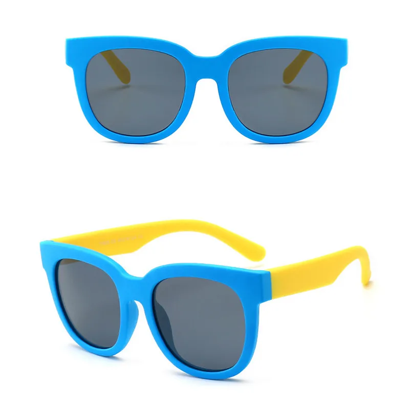 blue-yellow Детские милые поляризованные солнцезащитные очки, пластиковая оправа, UV400, винтажные очки, модные солнцезащитные очки, Oculos De Sol Gafas для мальчиков и девочек - Цвет линз: blue-yellow