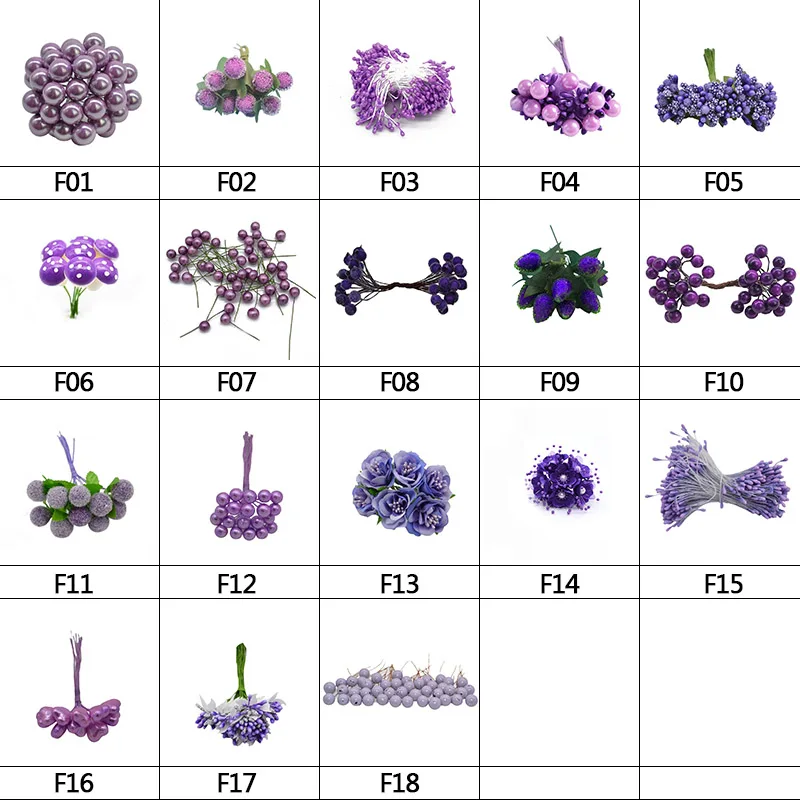 Смесь искусственные ягоды фиолетовые растения Цветок вишня Stamen комплект DIY Подарочная коробка венок Рождественская Свадебная вечеринка украшение