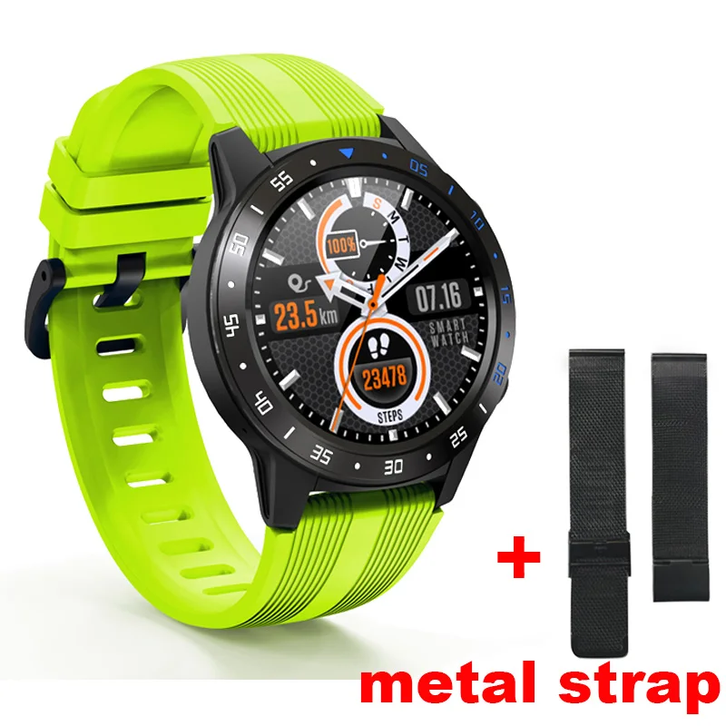 green metal strap LEMDIOE Смарт-часы Android gps пульсометр Монитор артериального давления с компасом давление воздуха независимый звонок умные часы для меня - Цвет: green metal strap