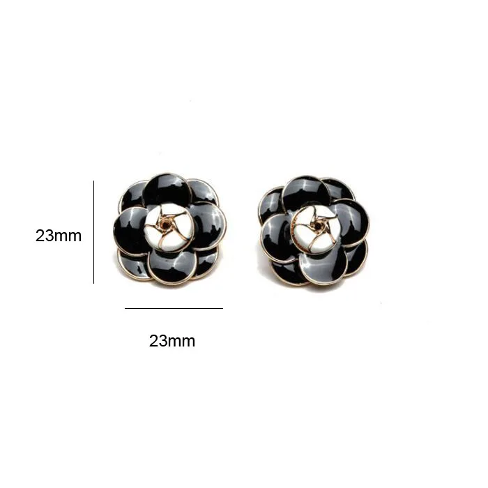 earrings black CINDY XIANG, эмаль, Сатурна, цветок камелии, броши для женщин, черный цвет, модное пальто, сумочка, булавки, Новое поступление, ювелирное изделие, подарок - Окраска металла: earrings black