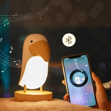 

Music Lamp Wooden Bird LED Night Light Bluetooth Speaker Player Rechargeable Dimmable Bedroom Bedside Table Lamp Decoration Gift