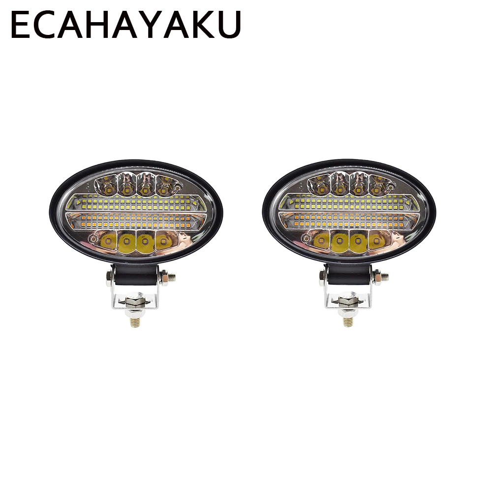 ECAHAYAKU 2 шт. 144W светодиодный рабочий светильник балка желтого цвета 5,5 дюймов светодиодный туман светильник для внедорожников 4х4 4WD внедорожник ATV тягач LED дальнего света 12V - Цвет: EK-3140WA-144W-2