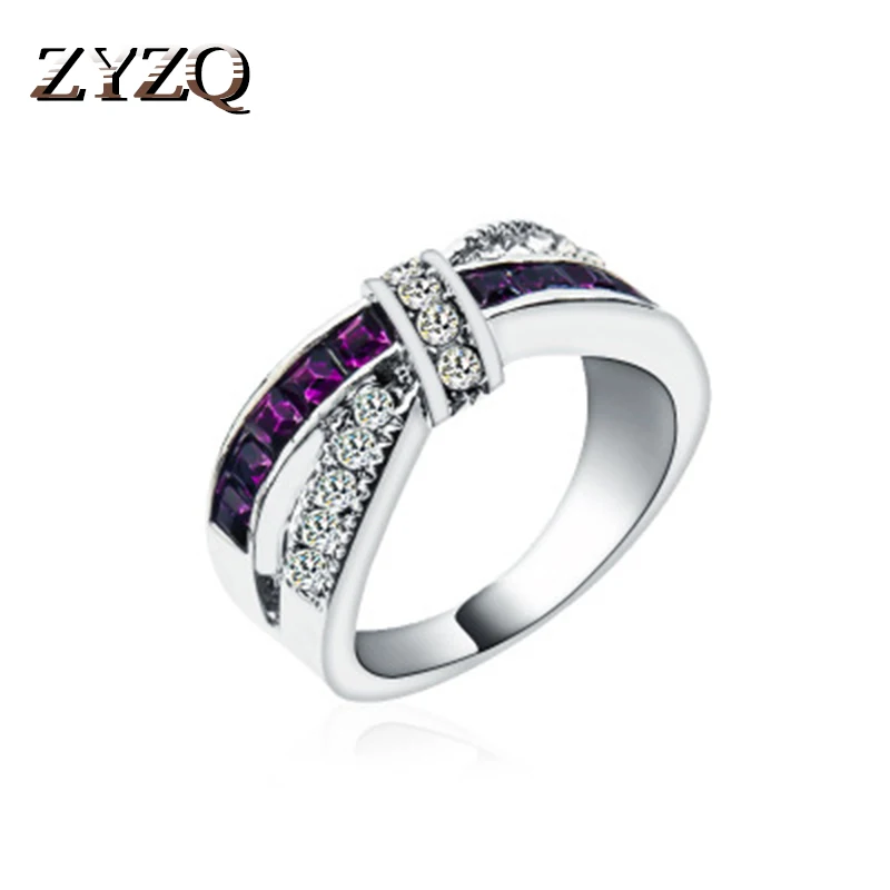 

ZYZQ New Trendy Twist Winding Letter X Shaped Rings High Quality Engagement Wedding Rings With Size 6-9 Birthday Gift Jewelry