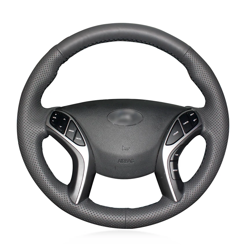 Hand-stitched Black Artificial Leather Anti-slip Car Steering Wheel Cover for Hyundai Elantra 3 2011-2016 Sport 2011 | Автомобили и
