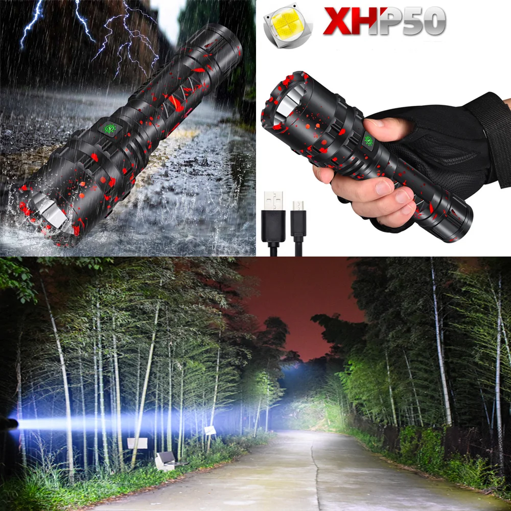UltraFire 1103 usb зарядка XHP50 водонепроницаемый уличный светодиодный фонарик с бликами 26650 Перезаряжаемый 2000 люмен