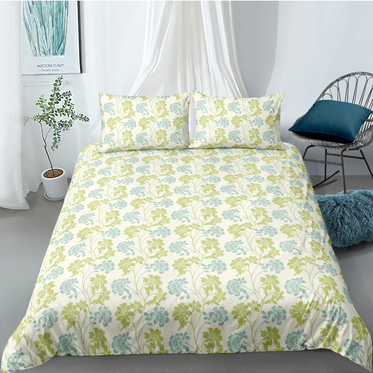 

3D Pure and Fresh Flowers Bedding Set Modern Duvet Cover Sets Bed Linen Pillow Slip Full Double Single Twin Queen Size 160*220cm