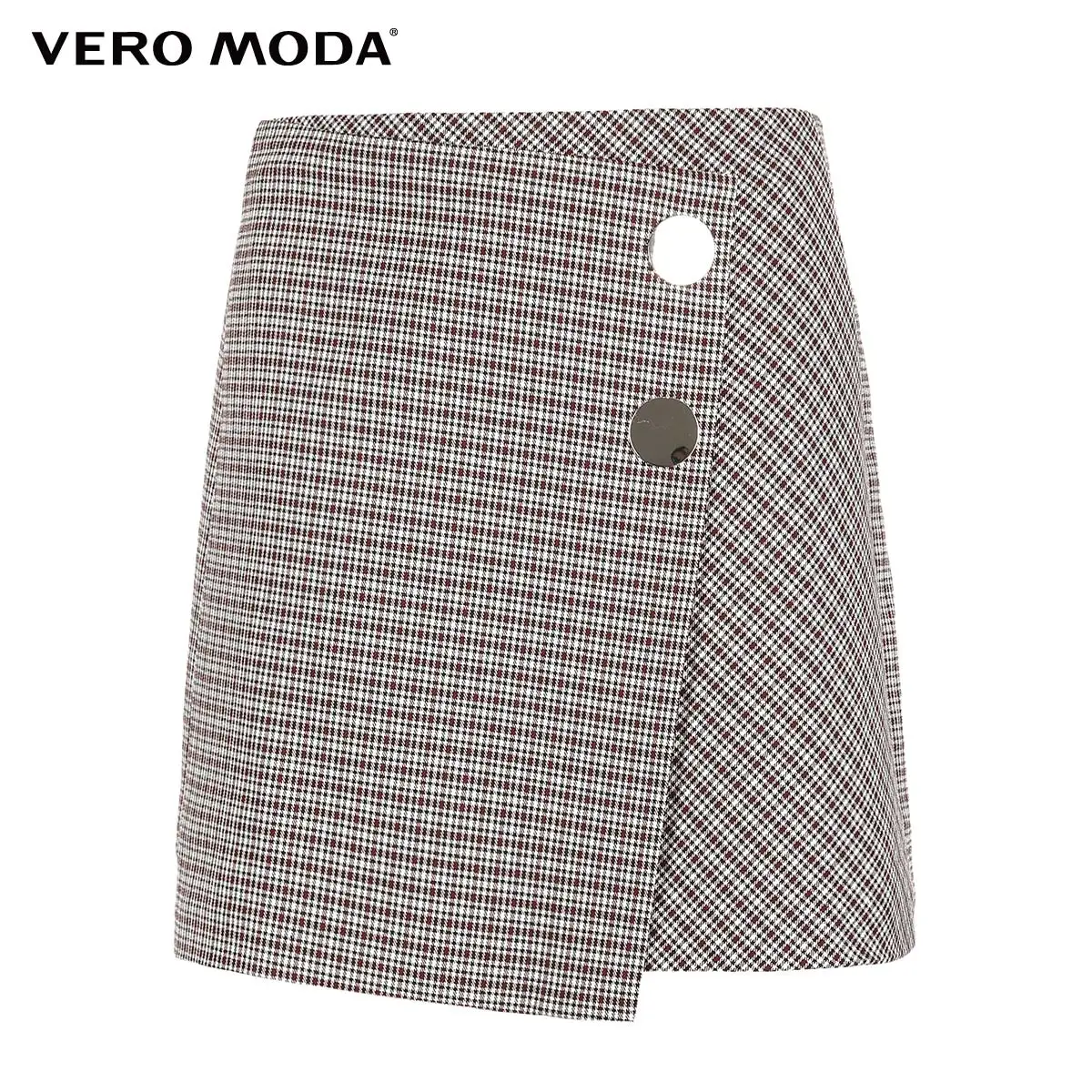 Vero Moda Женская креативная юбка с металлическими пуговицами в ломаную клетку | 319116502