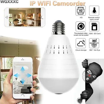 

IP Camcorder 360 Degree LED Light 960P Wireless Panoramic mini camera Home Security WiFi Fish-eye Bulb Lamp Two Ways Audio Cam