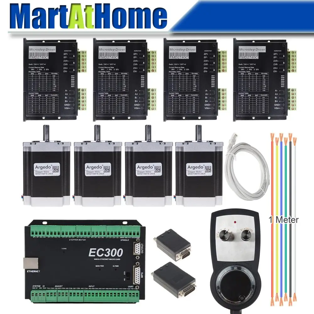 4 оси чпу шаговый драйвер комплект Mach3 Ethernet 300 кГц с MPG контроллер для DIY ЧПУ маршрутизатор