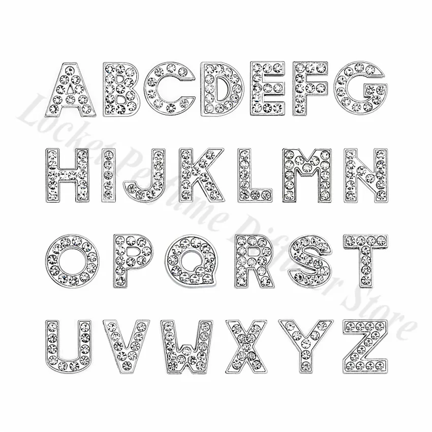 

1pc A-Z 8mm Silver Color Rhinestone Slide Letters Slide Charms Fit DIY Wristband Bracelet Pet Collars
