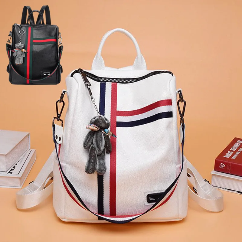 

Micro for Backpack WOMEN'S Backpack First Layer WOMEN'S Cow Leather Bag 2019 Autumn And Winter New Style Versatile Contrast Colo