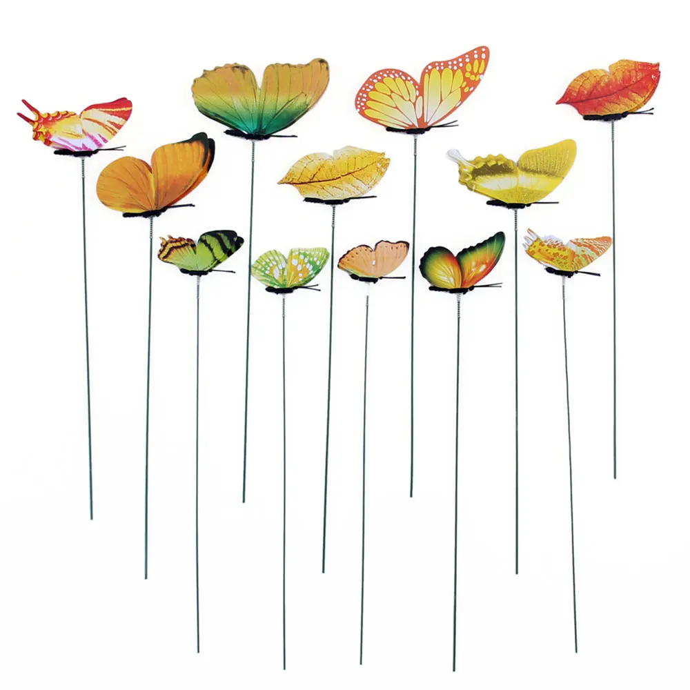 Creative Lawn Decoration 3D on Sticks Flowerpot Yard Butterfly Garden Decor Beautiful Garden Ornament Gardening Grassland - Цвет: Yellow