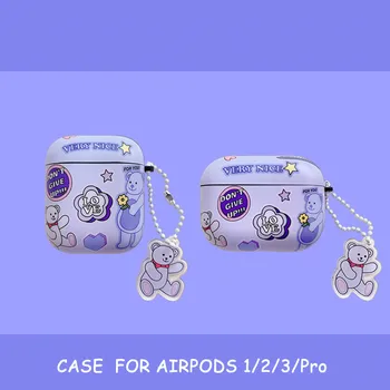 

cute Korea Bear Bluetooth Headset Silicone Case for Airpods 1 2 Air Pods Pro Wireless Charging Cover Headphones Case Keychain