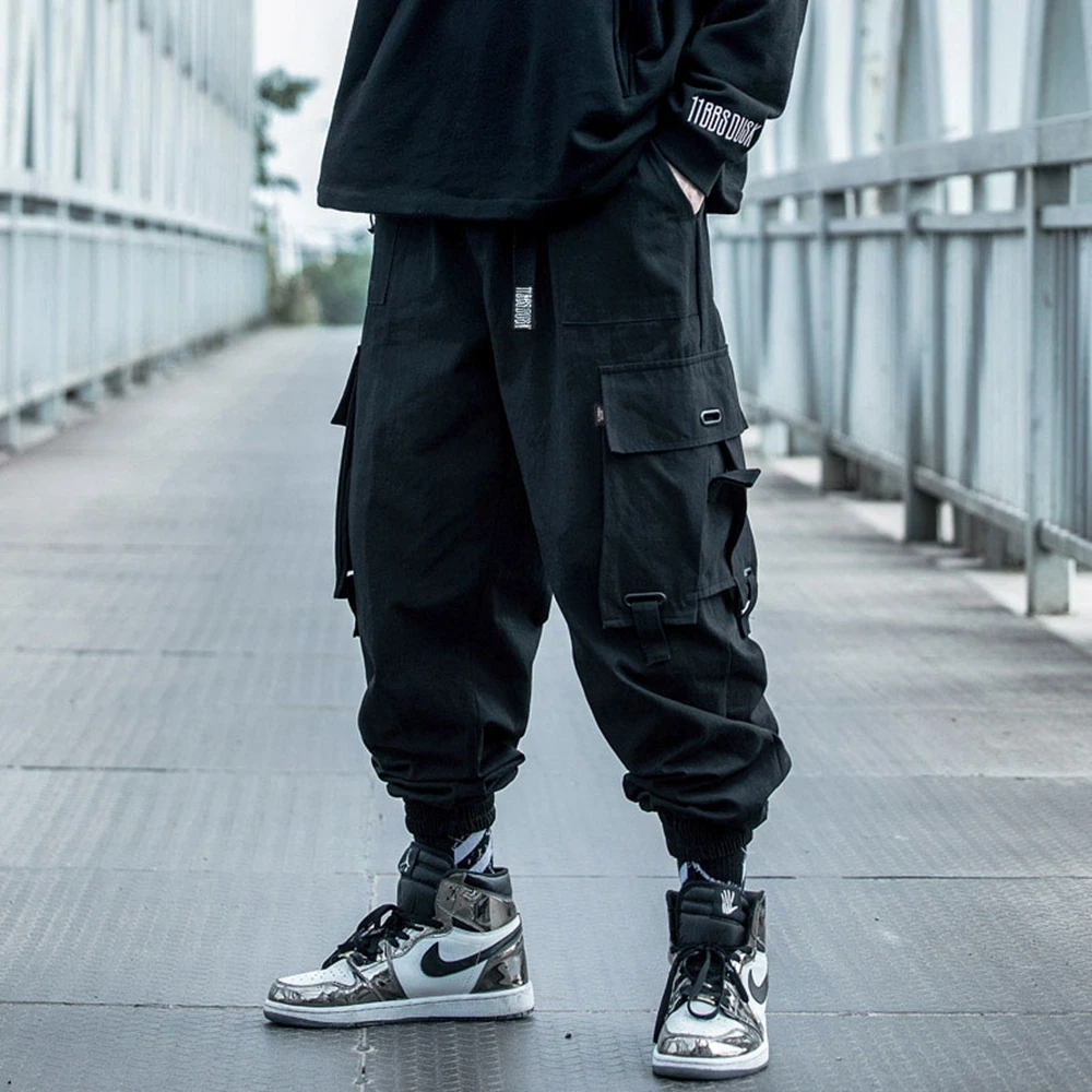 

AOGZ Hip Hop Cargo Pants Men Loose Sweatpants Streetwear Harajuku Techwear Tactical Pants Joggers Casual Trousers Elastic Waist