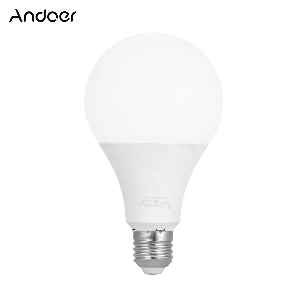 Andoer E27 30W энергосберегающий светодиодный светильник 5500K мягкий белый дневной свет для фото видео студии дома Коммерческая лампа освещения