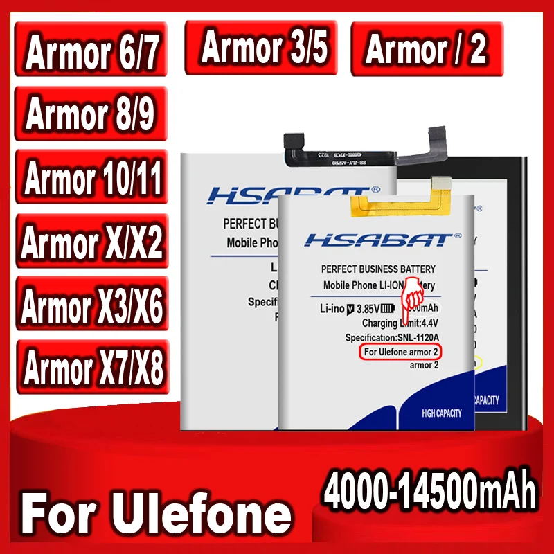 Аккумулятор HSABAT для Ulefone Armor 2 3 5 3T 3W 6 6E 6S 7 7E 8 9 9E 11 X X8 X6 10 X2 X3 X5 X7 Pro | Мобильные