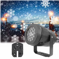 Lampe de scène LED flocon de neige, lumière Laser blanche, projecteur tempête de neige, noël atmosphère, lampe de fête familiale 