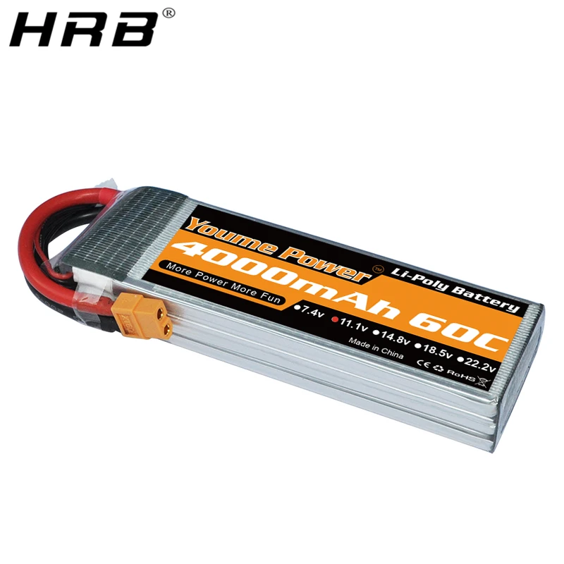 

Youme 3S 11.1V Lipo Battery 4000mah EC3 T Deans XT60 TRX XT90 EC5 Connector For Racing Airplane Car Truck Bait Boat RC Parts 60C