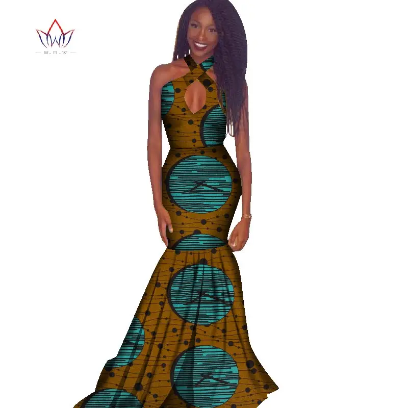 Традиционная африканская одежда летние женские платья без рукавов Макси платье Дашики женское вечернее платье Женская африканская одежда WY1215 - Цвет: 6