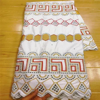 

African bazin riche fabric with brode Latest fashion embroidery bazin lace fabric with net lace 5 yards 3L071402