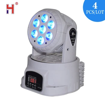 

led mini moving head 7x12w wash dj party lighting RGBW 4in1 with dmx control of high brightness for bar stage lights 4in1 4PCS