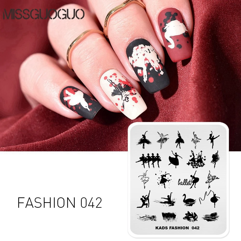 Missguoguo Nail Art штамповка шаблона танцор леди и Лебедь дизайн изображения пластины для ногтей трафарет для штампы ногтей инструмент