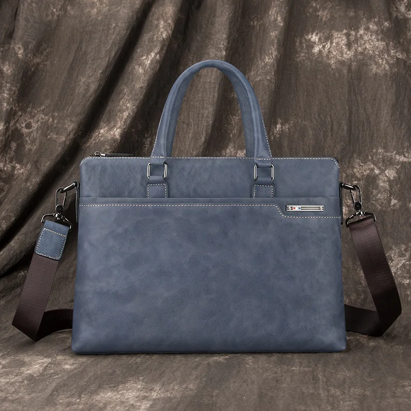 

Leather Handbag Men Retro Briefcase Men's Bag Business Casual Full-grain Leather Handbag Computer Bag 4415