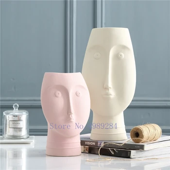 

Nordic Creative ceramics Flower wall Human head abstract human face Flower arrangement Modern home decorations Scrub vases