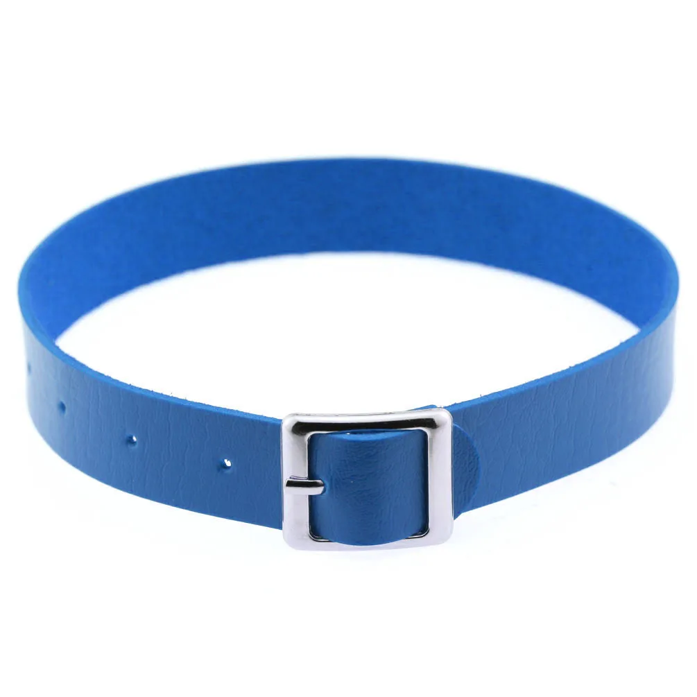2021 Fashion Punk Blue Leather Choker Necklace Multilayer Heart Round Chocker Sexy Collar E Girl Women Necklace Gothic Jewelry 