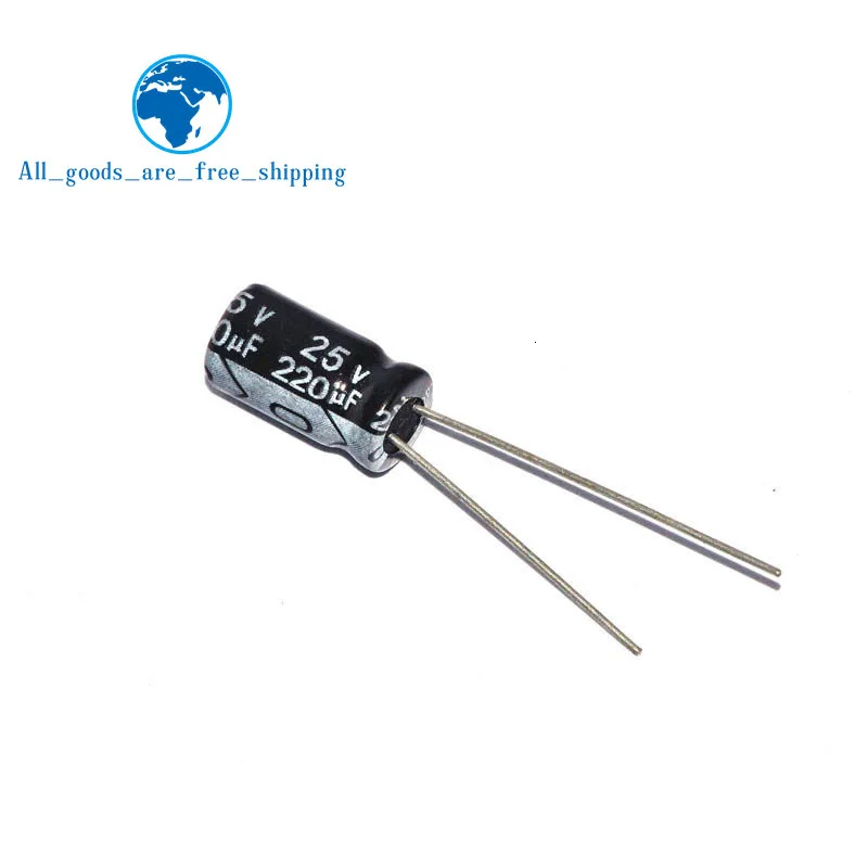 50 шт Высокое качество 25V220UF 6*12 мм 220 мкФ, алюминиевая крышка, 25В 6*12 электролитический конденсатор с алюминиевой крышкой