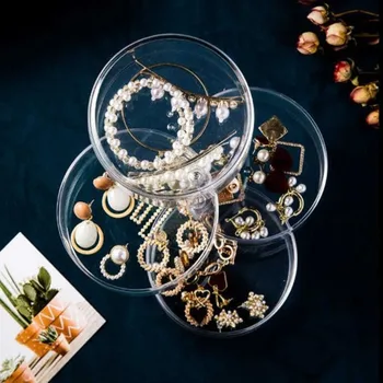 

Jewelry storage box rotating jewelry storage box transparent bracelet earring storage box jewelry display stand dust box