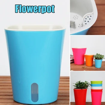

Newest Self Watering Planter Flower Pots Home Garden Decor Automatic Suction Visible Office Flower Pot