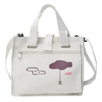 

Korean Casual Girl Canvas Messenger Bag Large-Capacity Shopping Shoulder Bag Tote Bag