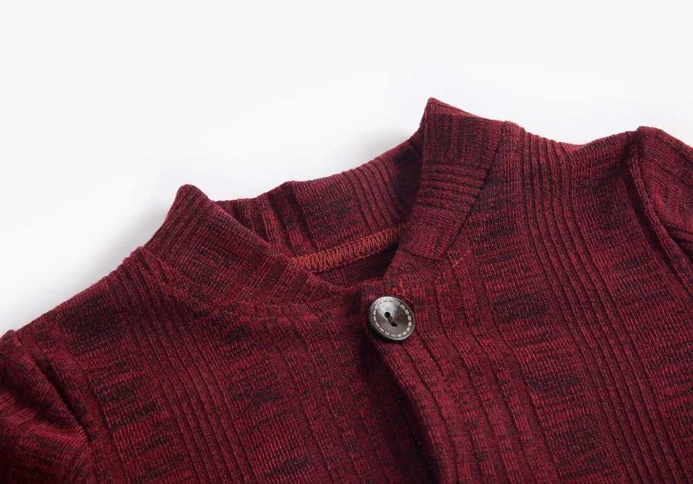 Sweater Autumn And Winter Childrenswear CHILDREN'S Jacket Solid Color Purplish Red BABY'S Cardigan Small CHILDREN'S Unisex Basic