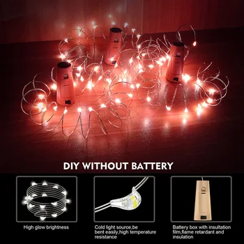 

String Led Wine Bottle with Cork 2m 20 LED Bottle Lights Battery Cork for Party Wedding Christmas Halloween Bar Decoration