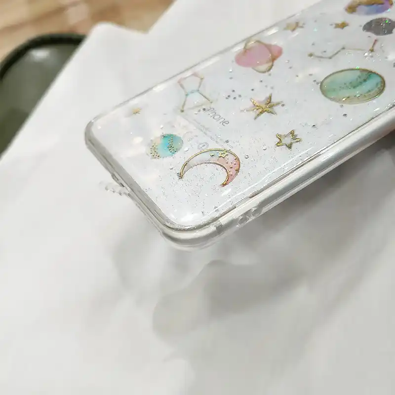 bling glitter starry moon transparent phone case for iphone x xr