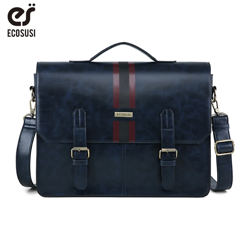 Hot Product  ECOSUSI Men's Laptop Bag Men's Briefcase PU Leather Shoulder Satchel Computer Bag with Back Pocket 