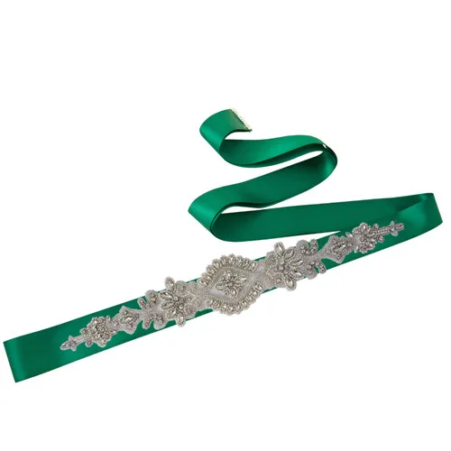 Dark green Fashion Bridal Belt Crystal Trim Applique Vintage Rhinestone Bridal Belt Rhinestone Belts For Gown Dress Girl Women Dress Belt - Цвет: Dark green
