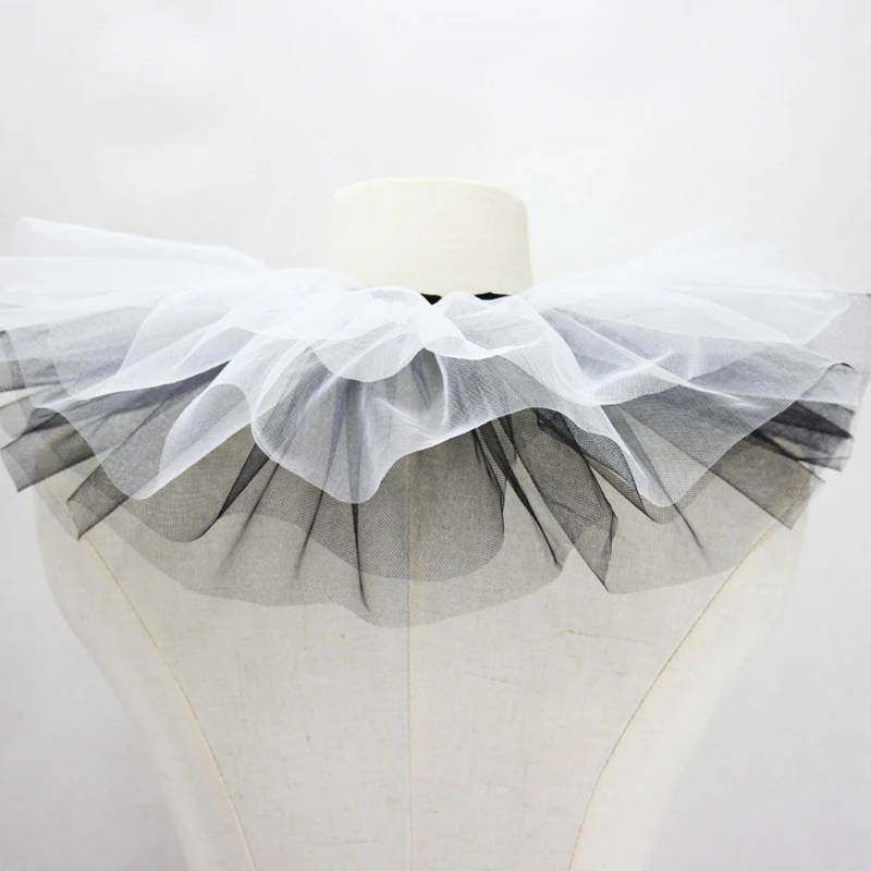Women Renaissance Fake Collar Choker Lace-Up Ribbon Victorian Neck Ruff Shawl
