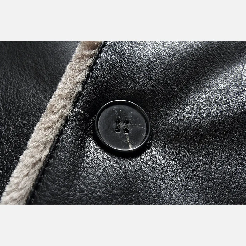 

New Style Brand Winter Men Fur Men'S Wear Men Business Fold-down Collar Leather Jacket 1601