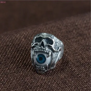 

Real S999 solid silver vintage Thai silver craft fashion men's resin blinking men's silver ring