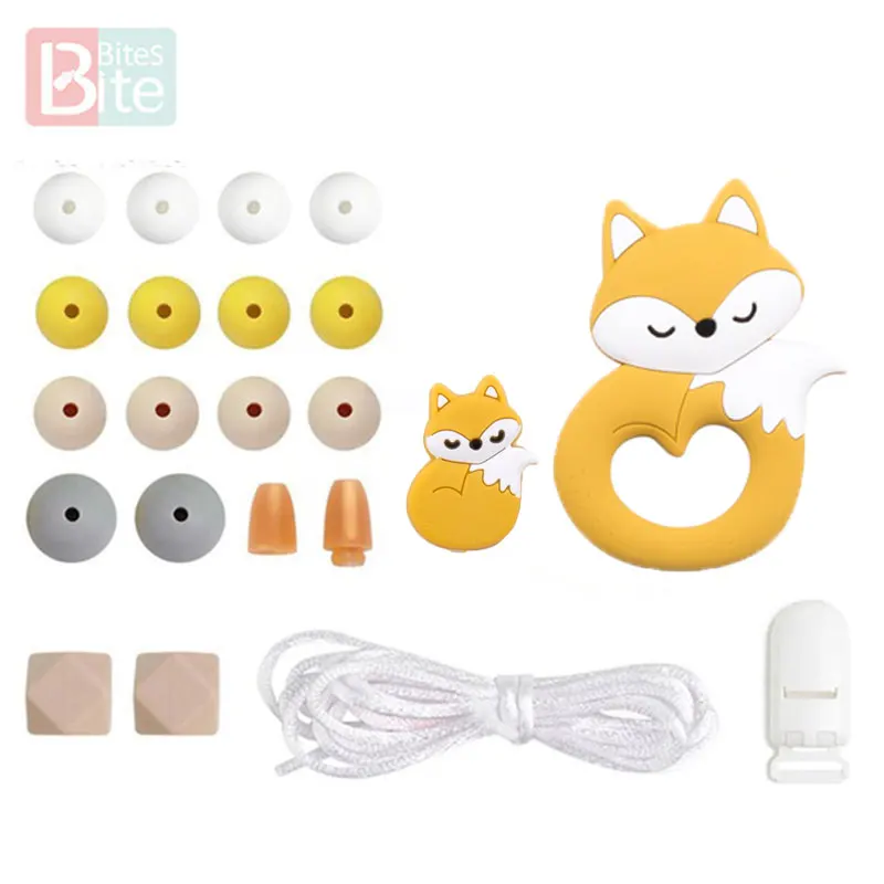 Yellow Fox Кусачки 1 Набор DIY Детский силиконовый Прорезыватель для зубов бисер Прорезыватель грызунов кулон в виде ежа DIY ожерелье Младенцы зуб для детей продукт - Цвет: Yellow Fox