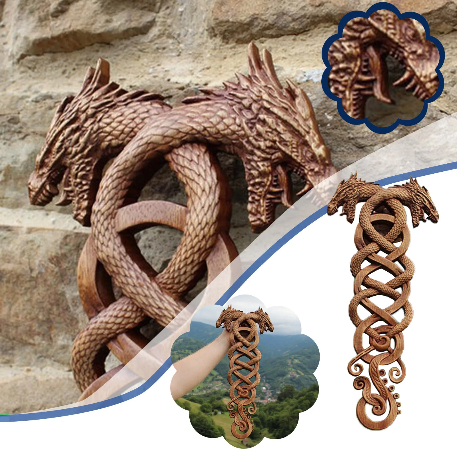 Norse Dragons Wood Carving Wall Art Nordic Dragon Wood Carving Art Wall